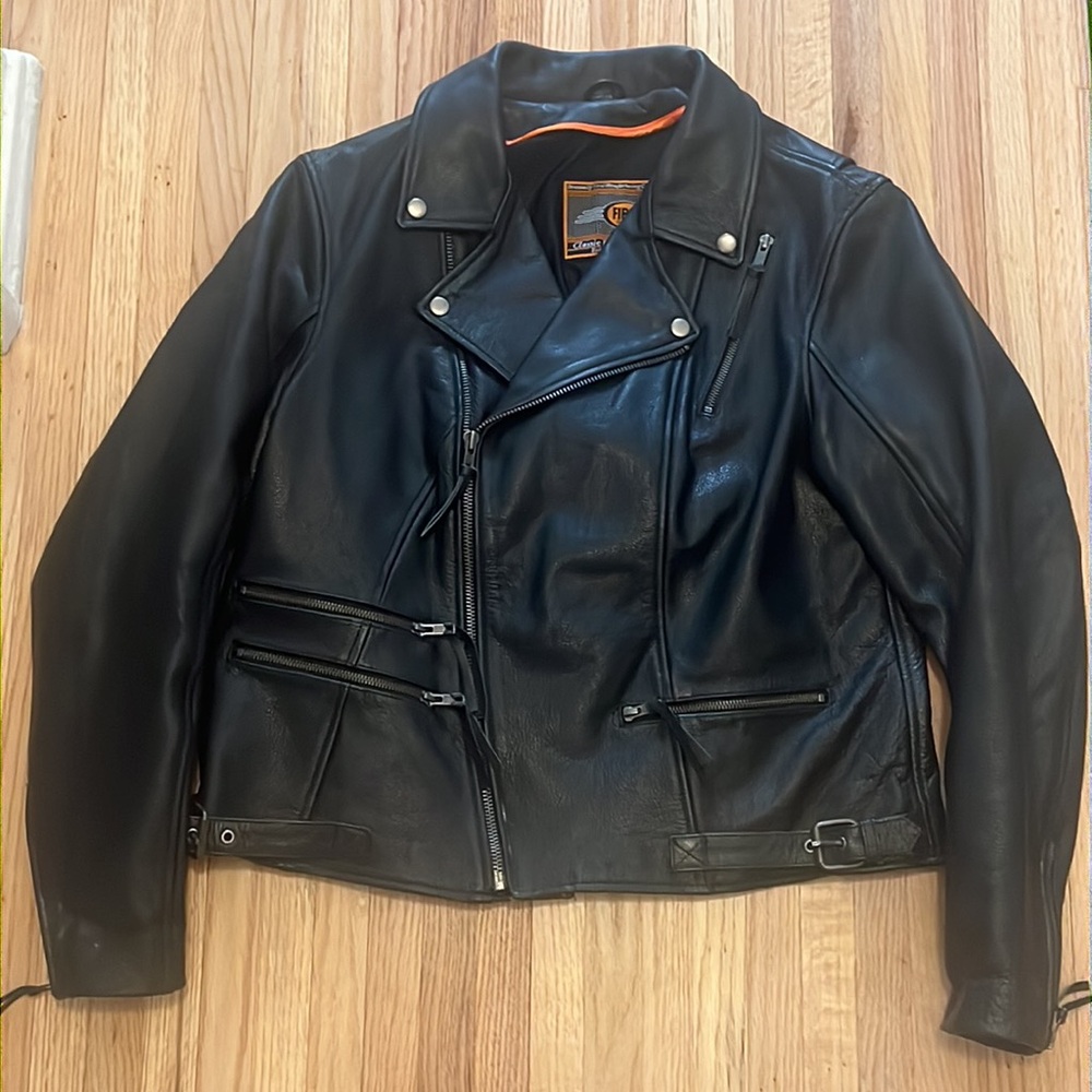 Black Leather MOTO jacket (no size tag)roughly L/XL by First Classics